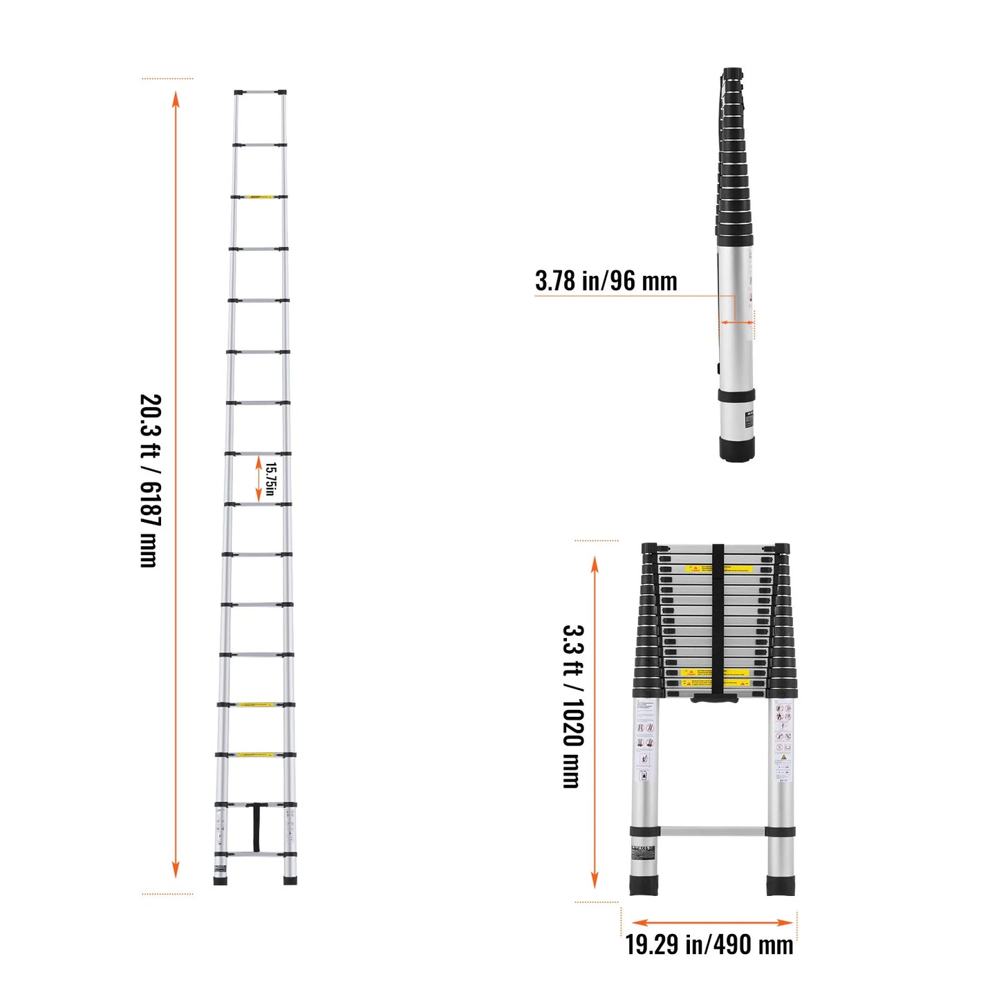 Portable Telescopic Ladder (Up to 20.3FT)