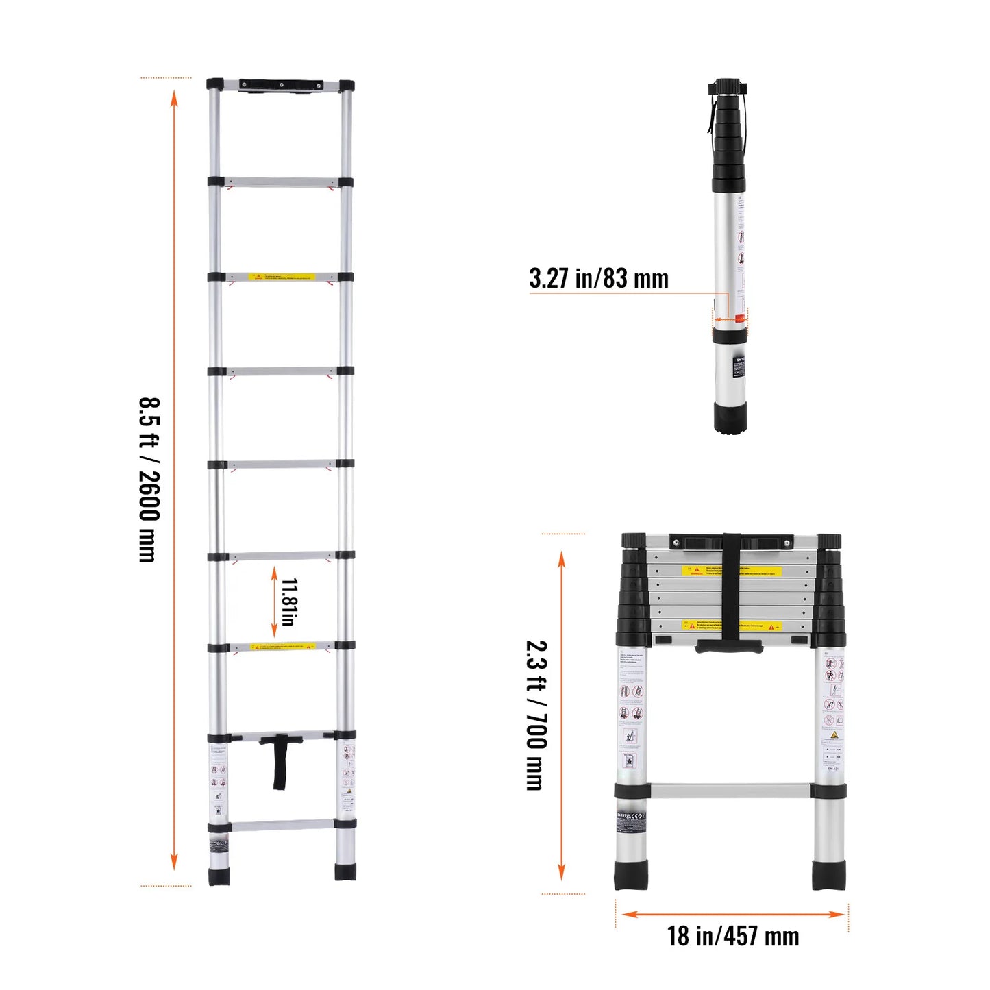 Portable Telescopic Ladder (Up to 20.3FT)