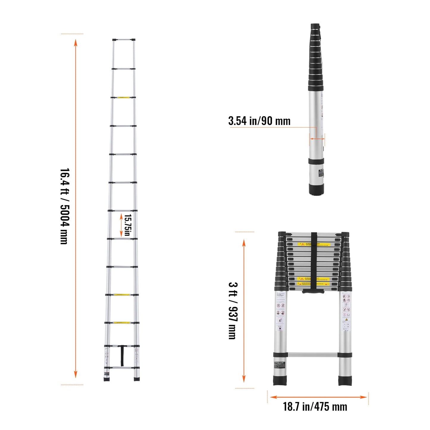 Portable Telescopic Ladder (Up to 20.3FT)